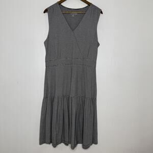 Soft Surroundings Dress Womens Large Gray Striped Sleeveless V Neck